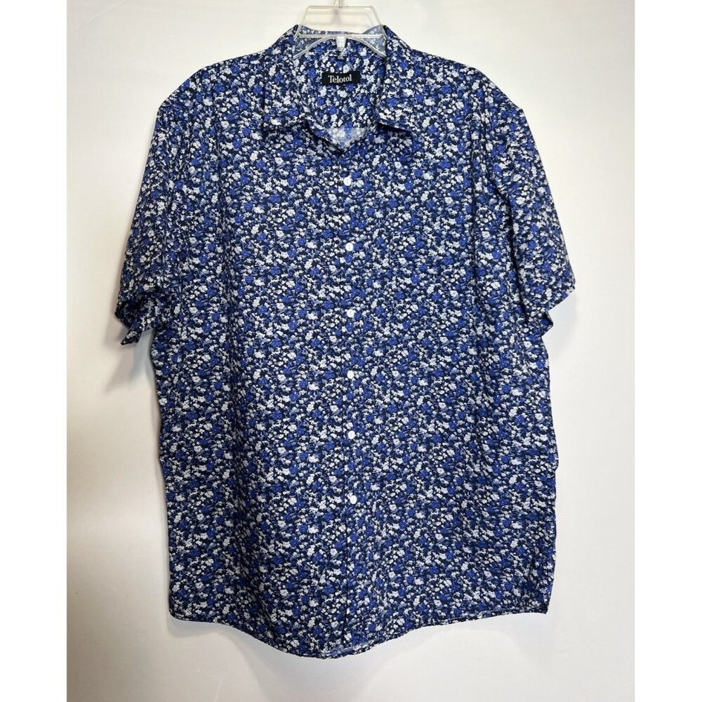 Telotol Mens short sleeve button up collared floral‎ shirt Floral Size 2XL